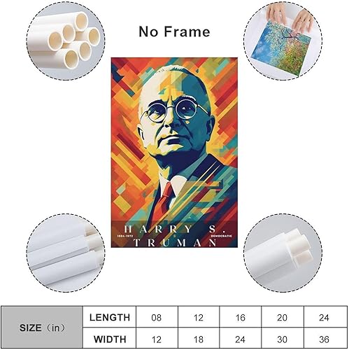 Miniatura 2 de AAHARYA Póster de Harry S Truman con citas inspiradoras de retrato del presidente de Estados Unidos, arte impreso en lienzo (13) lienzo para pared,