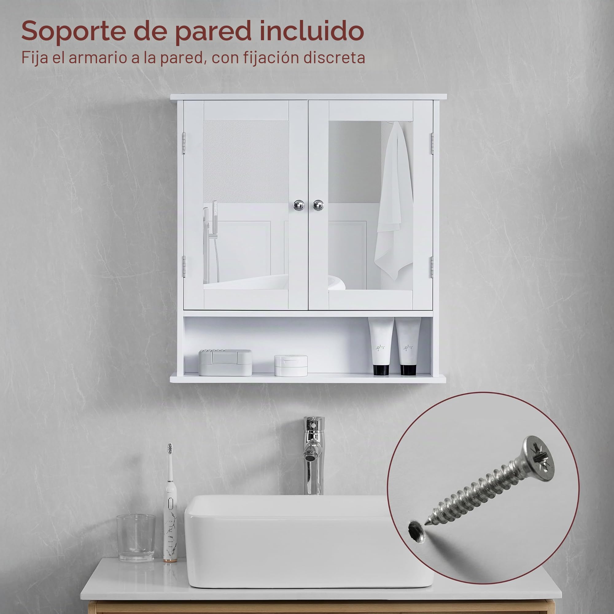 Mueble de baño Bath Vida, Doble Puerta, Madera, Color Blanco.