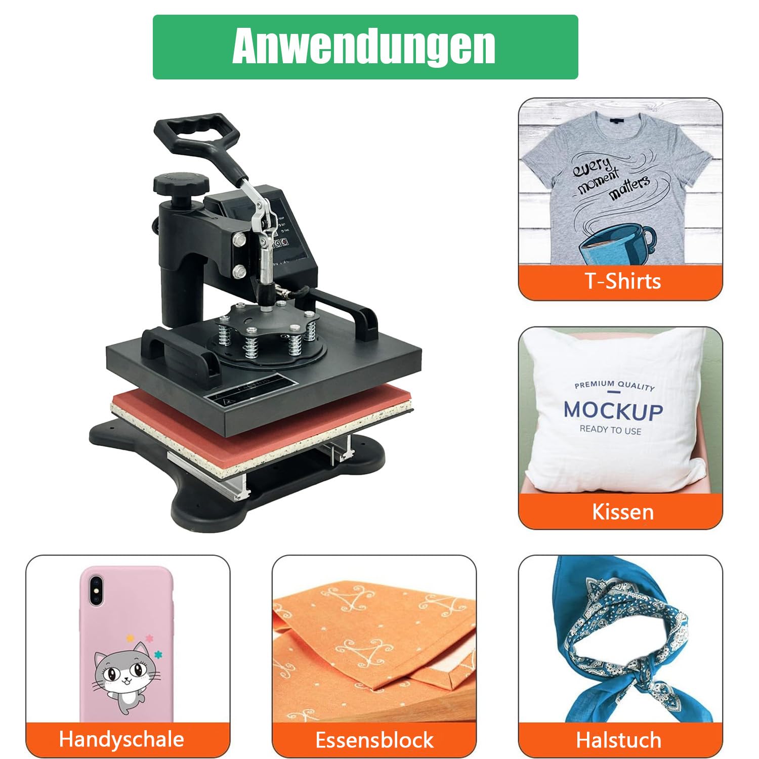 Transferpresse 25x30CM Hitzepresse Heißpresse Heat Press Machine Tassenpresse Textilpresse Mulitifunktional Sublimation Wärmepresse Maschine 360 Grad für T-Shirts