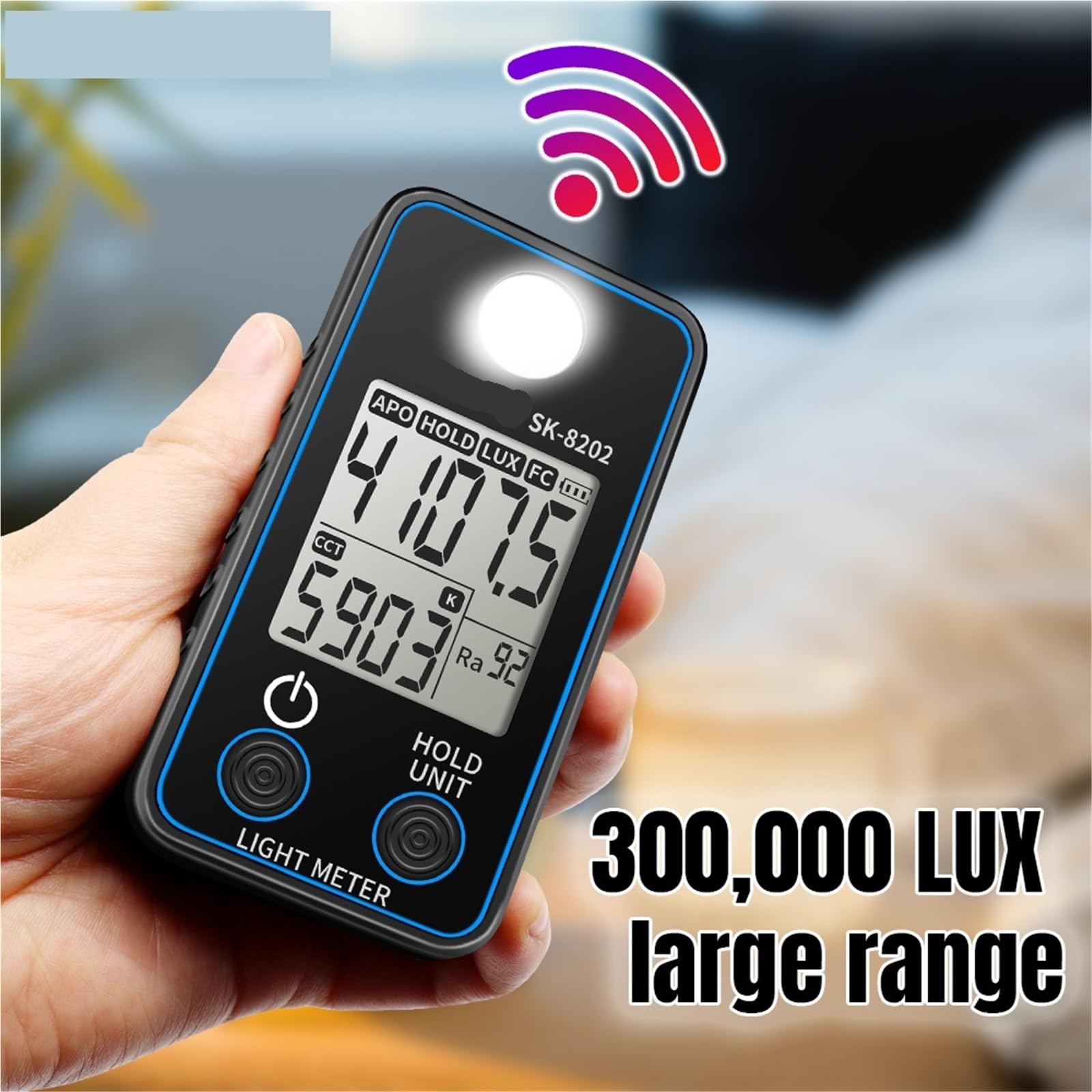 Misuratore di luce digitale, Luxmetro Digitale, Misuratore Di Luce, FC, Illuminamento, Luminosità Da 0,5 A 300.000 Lux, Fotometro Luxometro per piante da giardino e da interno, fotografia(8202)