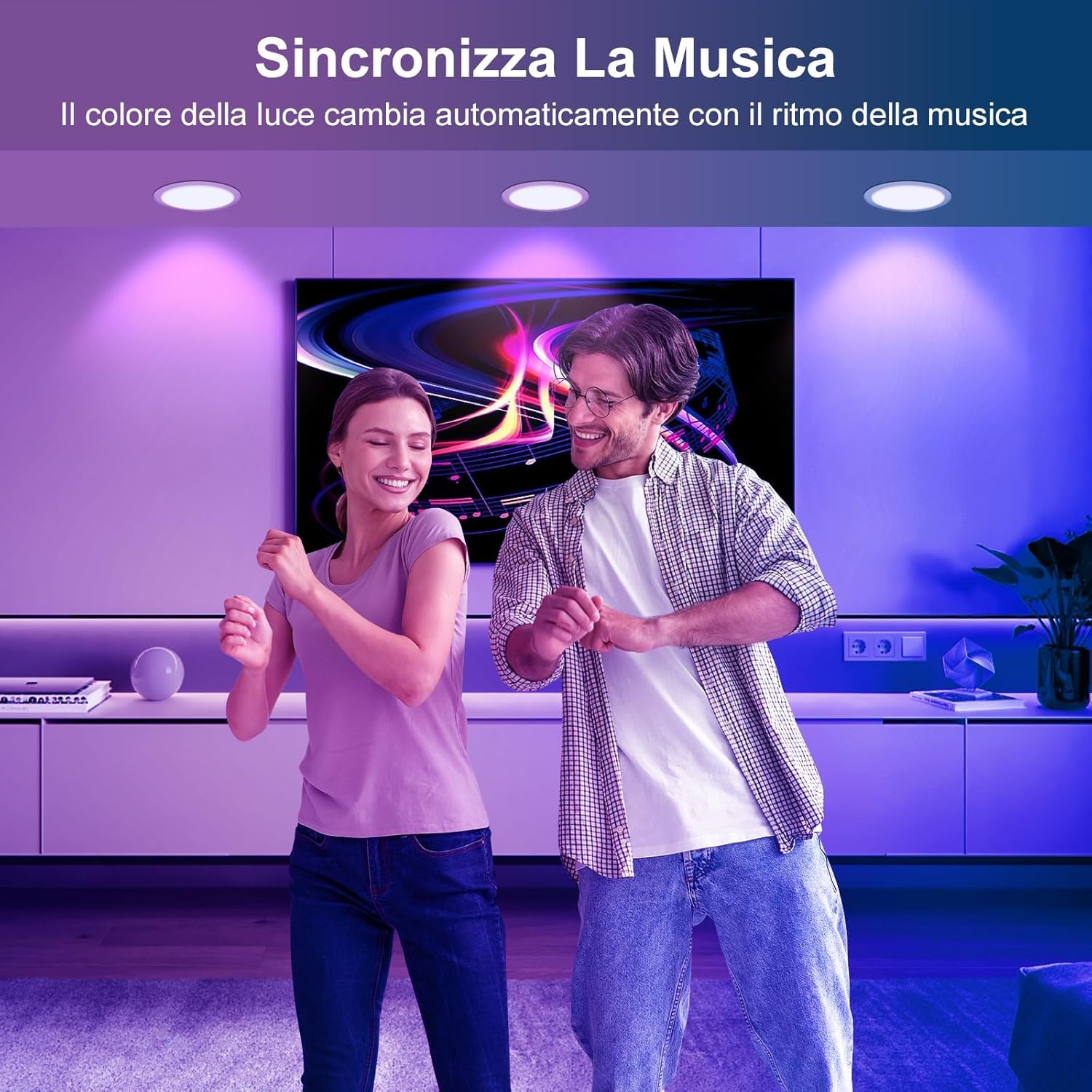 Generico ManGurLumex Set 4 Faretti LED da Incasso Smart, RGB, 7W, 660 Lumen, Compatibile con Alexa
