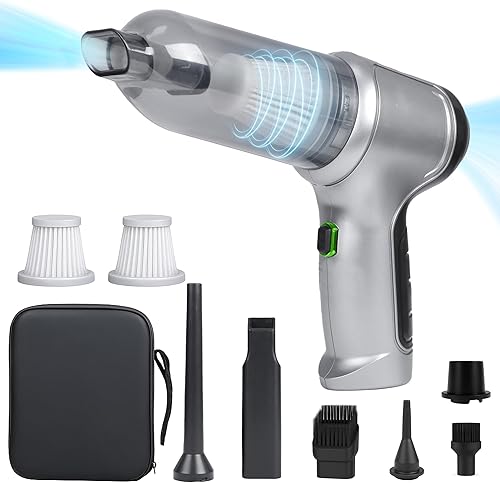 EcoNour Aspiradora de mano inalámbrica 3 en 1 para automóvil, 120 W de potencia, 12,000 Pa de alta succión, baterías recargables duales, eliminador