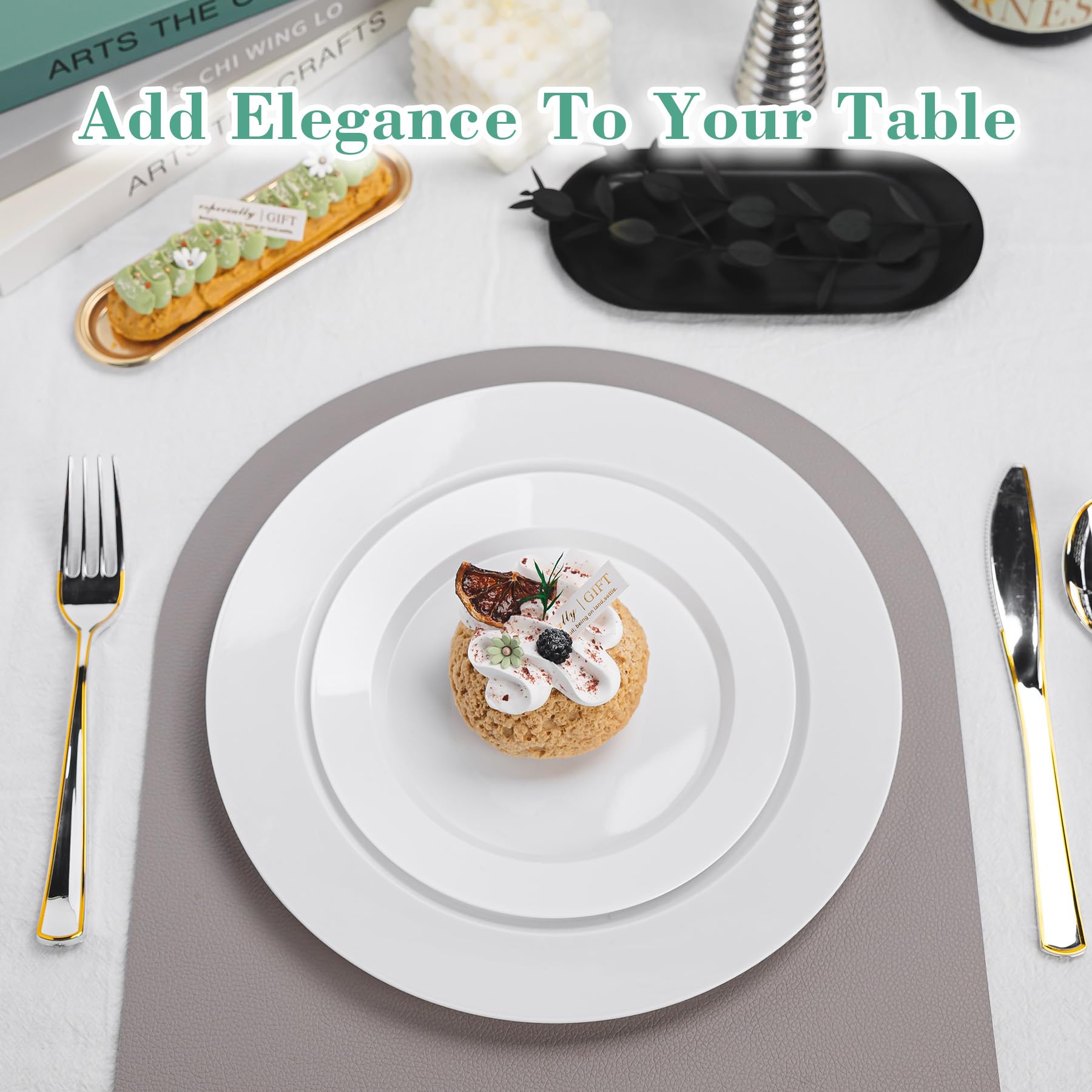 White Plastic Plates - 100 Pack, Heavy Duty -2 White Plastic Plates - 100 Pack, Heavy Duty -2