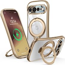 360 Spin Magnetic Stand for Google Pixel 11 Pro XL Clear Case, Gold
