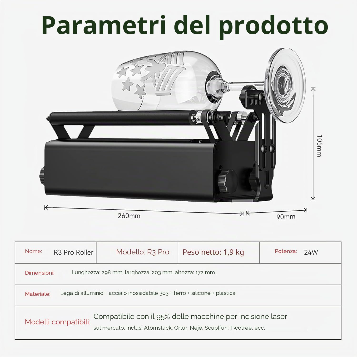 ATOMSTACK A10 Pro 50W Macchina per Incisione Laser con Rullo Rotante R3 Pro, Incisore Laser da 10W con Taglio Laser a Fuoco 0.08mm² per Compensato, Acrilico, Carta e Pelle