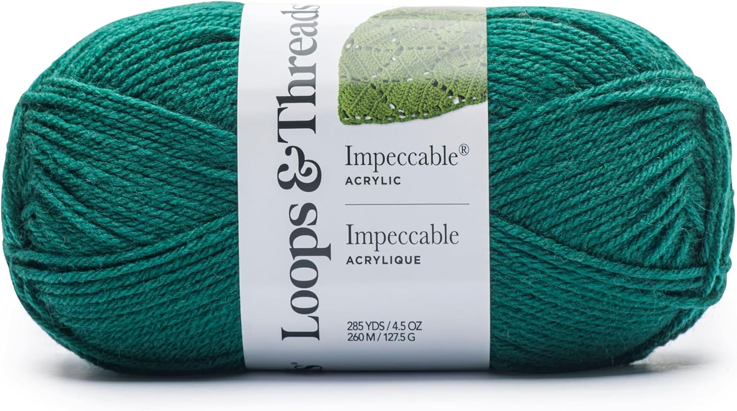 Loops & Threads Dark Emerald Impeccable Solid Yarn – Medium Weight Yarn for Knitting, Crochet, Weaving, Arts & Crafts, 18 Pack
