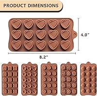 Vista 6 de 6 Pcs Silicone Chocolate Mold Set - Food-Grade Non-Stick Candy Molds Cookery Moulds for Chocolate, Candy, Jelly, Butter, and More - Classic Shapes