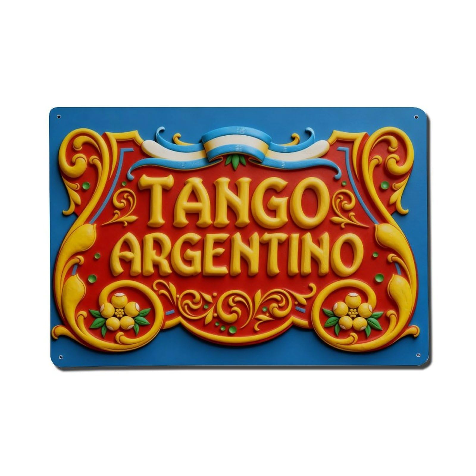Tango Argentino Ornate Design Pattern Vintage Metal Tin Sign Retro Wall Decor, Bar Garage Cafe Kitchen Home Wall Art Poster Decoration 8x12inches