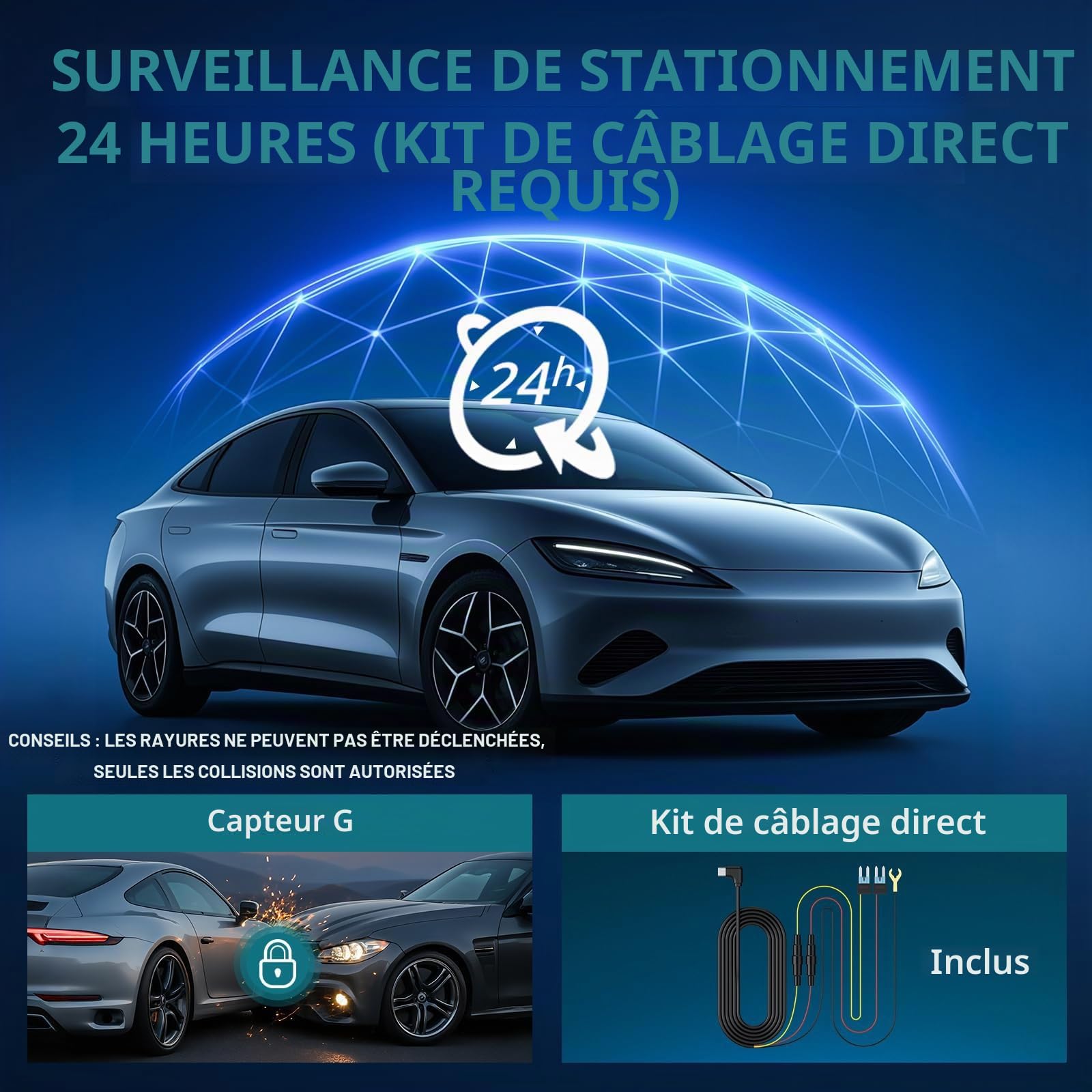 Dashcam Voiture Avant Arrière 2K avec WiFi & App, Caméra Embarquée Voiture Grand Angle 160°, Vision Nocturne F1.8, G-Sensor, Enregistrement en Boucle, Mode Parking 24H, Carte SD 32 Go Incluse