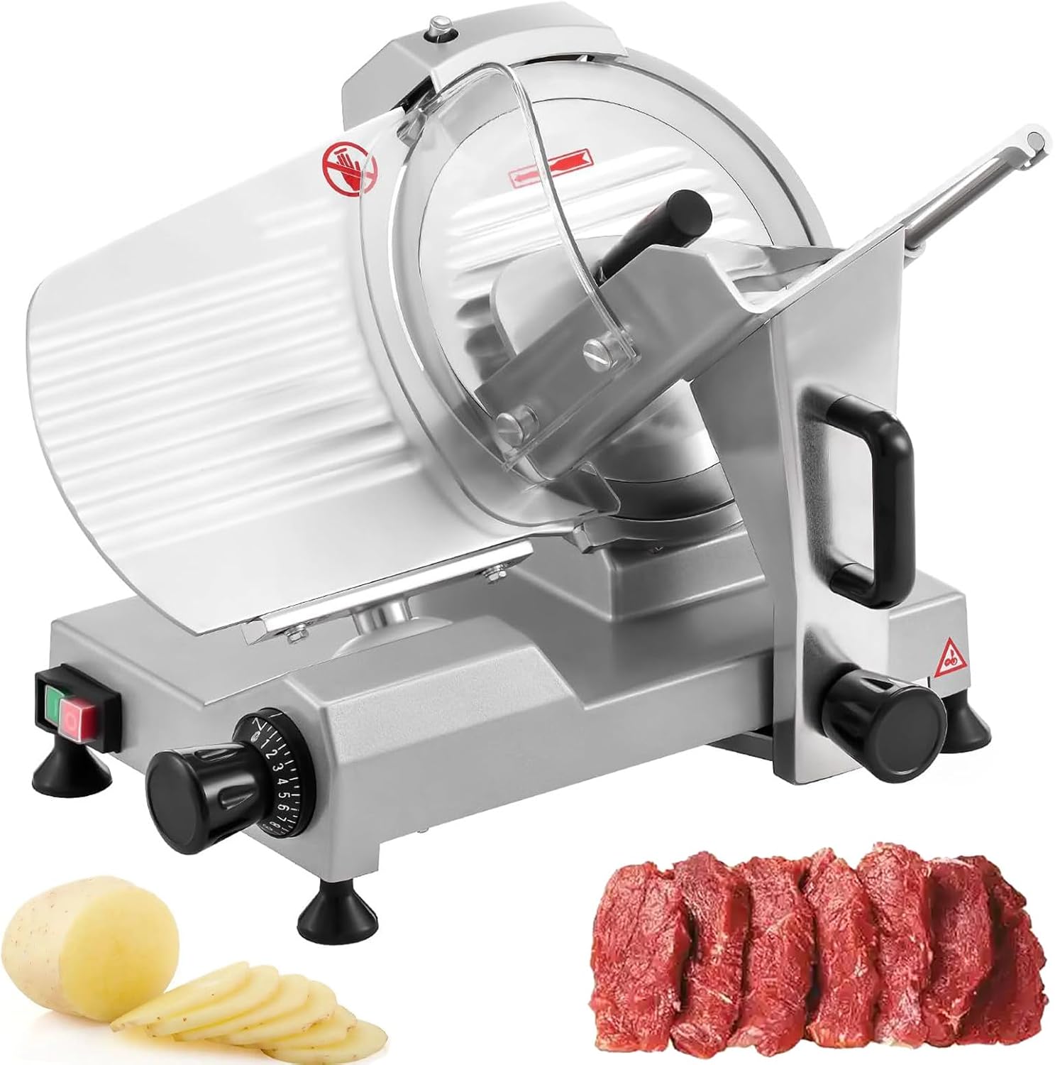 Home Meat Slicer Machine, Electric Food Slicer for Meat, Cheese, Bread & Vegetables, Adjustable Thickness, 12-Inch (300mm) Commercial Grade Kitchen Tool