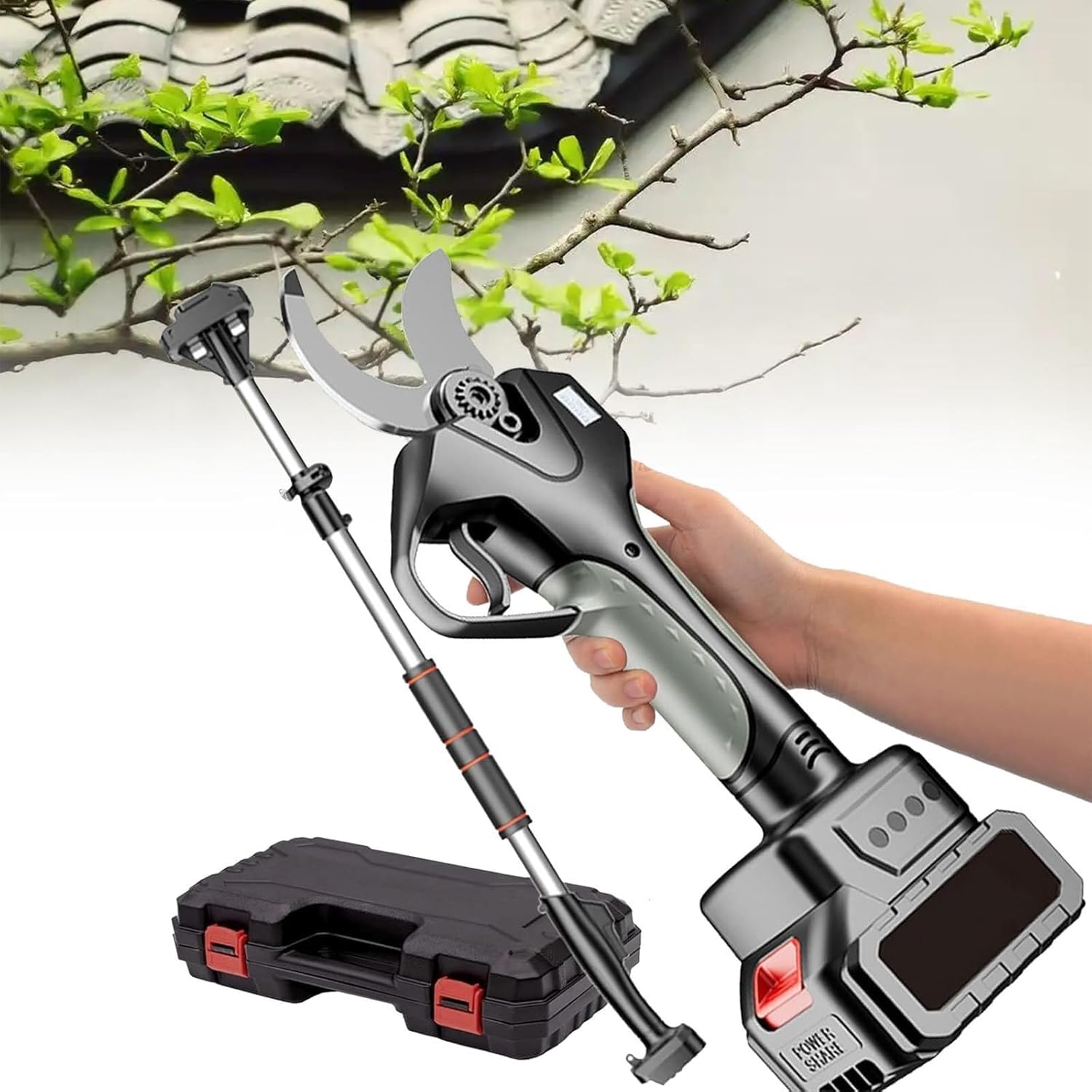 Electric Pruning Shears, 980W Brushless Motor, LCD Display, Cuts Up to 50mm Branches, Ideal for Fruit Tree Maintenance