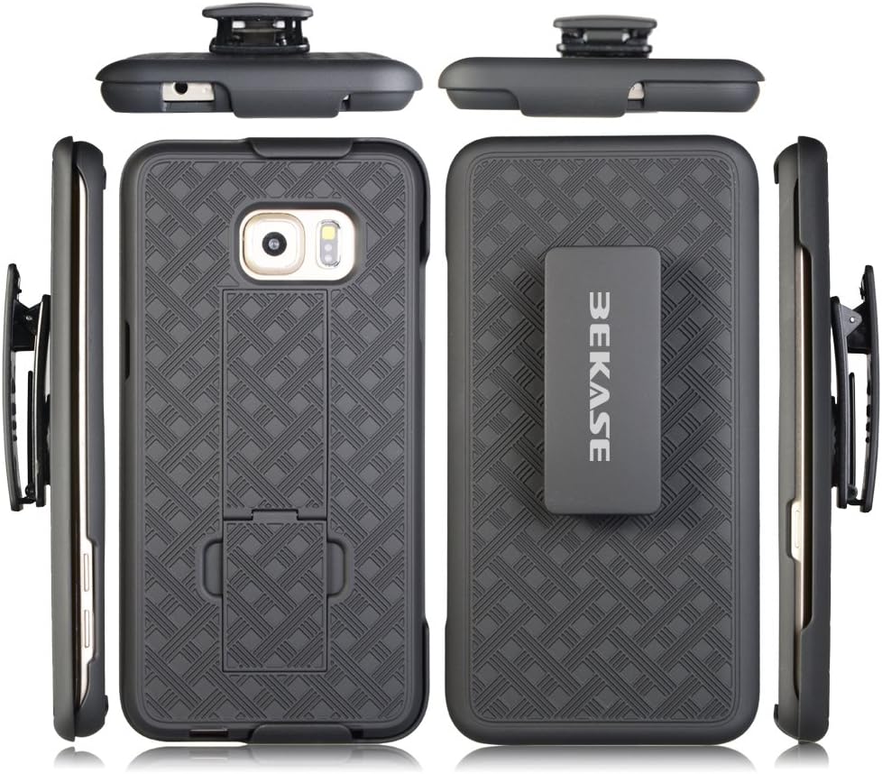 BEKASE Galaxy S6 Edge Plus Case, (TM) Hard Shell Holster Combo Matte Finish Protective Slim Case for Samsung Galaxy S6 Edge Plus with Kickstand & Locking Belt Swivel Clip (Black)
