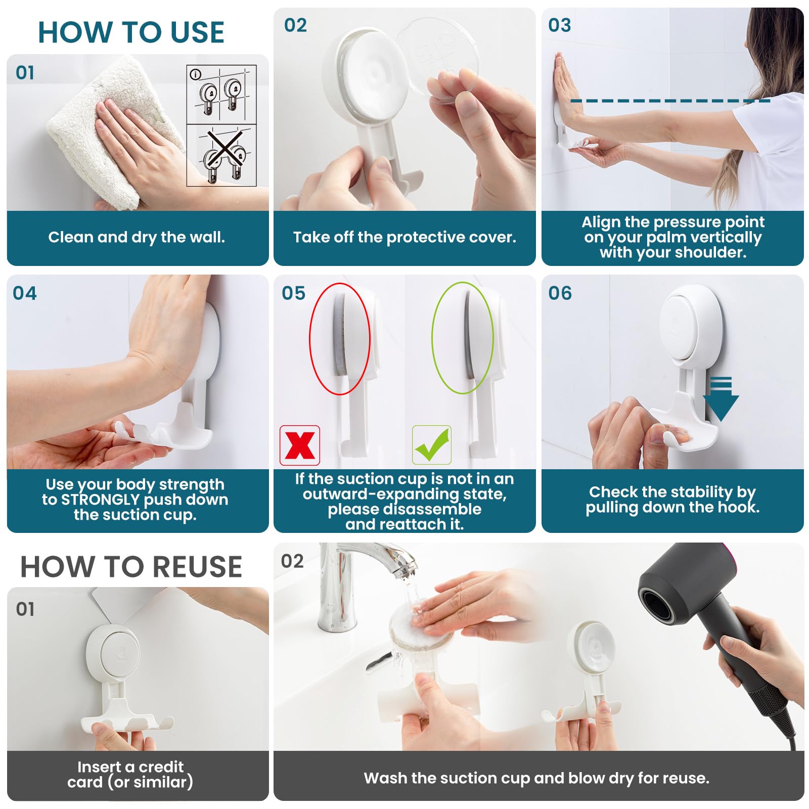 TAILI Supporto per Rasoio per Doccia 2 Pack, Ganci a Ventosa per Doccia Supporto per Rasoio a Ventosa per Asciugamano Spugna di Luffa Ganci Impermeabili per Cucina e Bagno