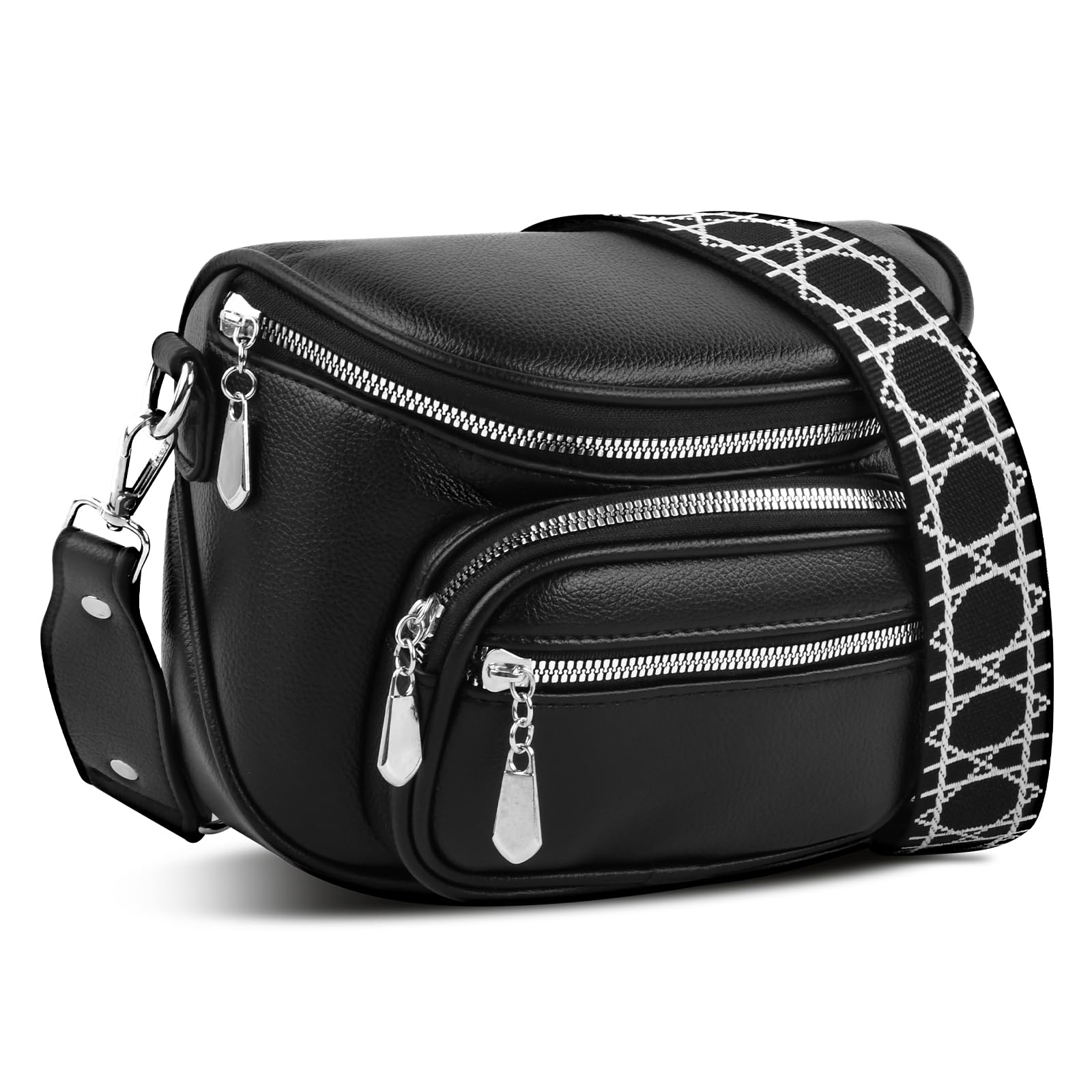 Bauchtasche Damen Aus PU-Leder - Verstellbarer Gurt, 25x18x12cm (Schwarz)
