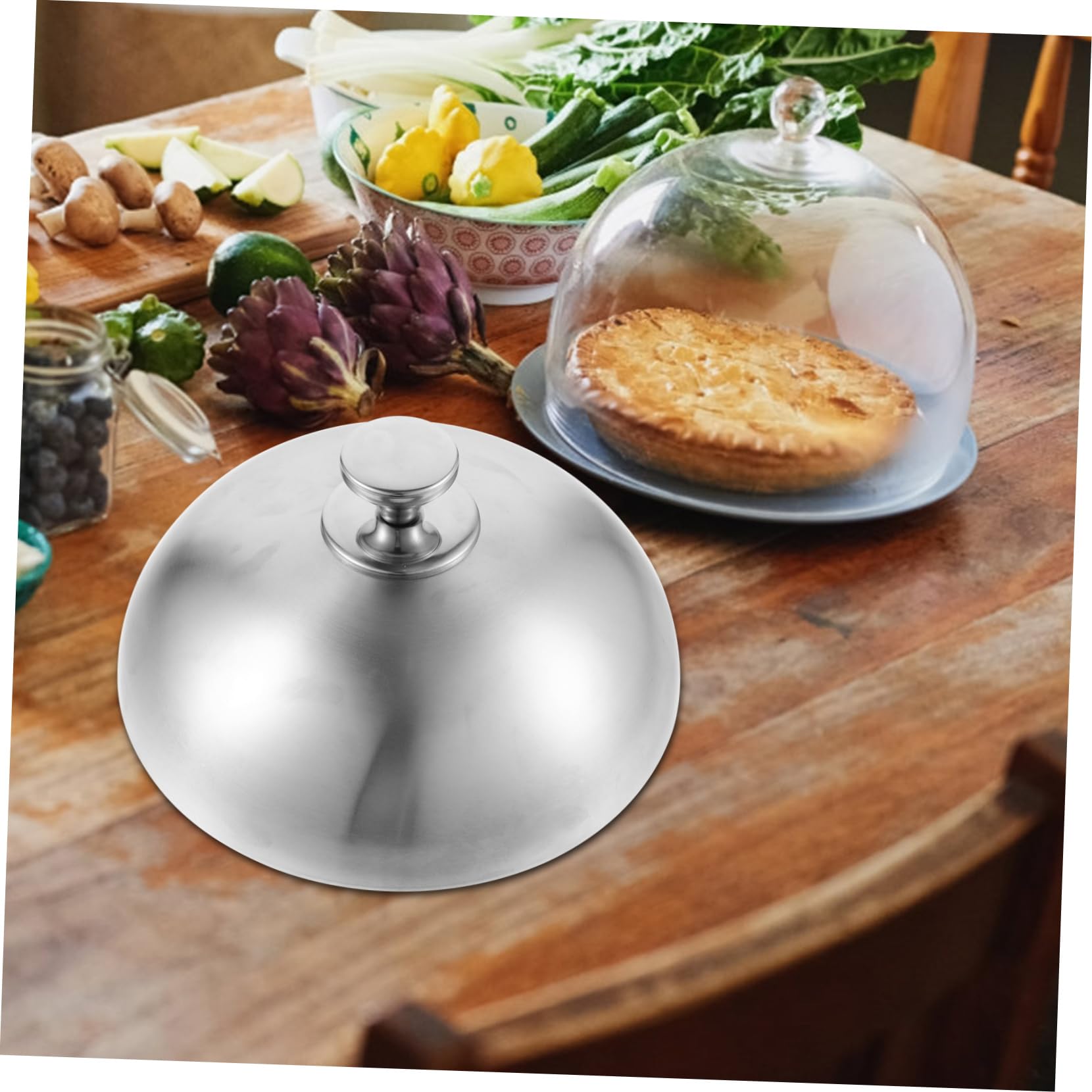 OUNONA 4 Pièces Couvercle de Protection Alimentaire Inoxydable Cloche pour Viande pour Cuisine Service de Plat Ronde Splash Argenté