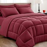 King Set de confort de taille - 7 Pièces, Lit dans un sac Ensembles de lit avec tout la saison doux de flufté reversible consolateur, feuille de plat, feuille pliée,2 Shams d'oreiller,2 Oreillers, Noir