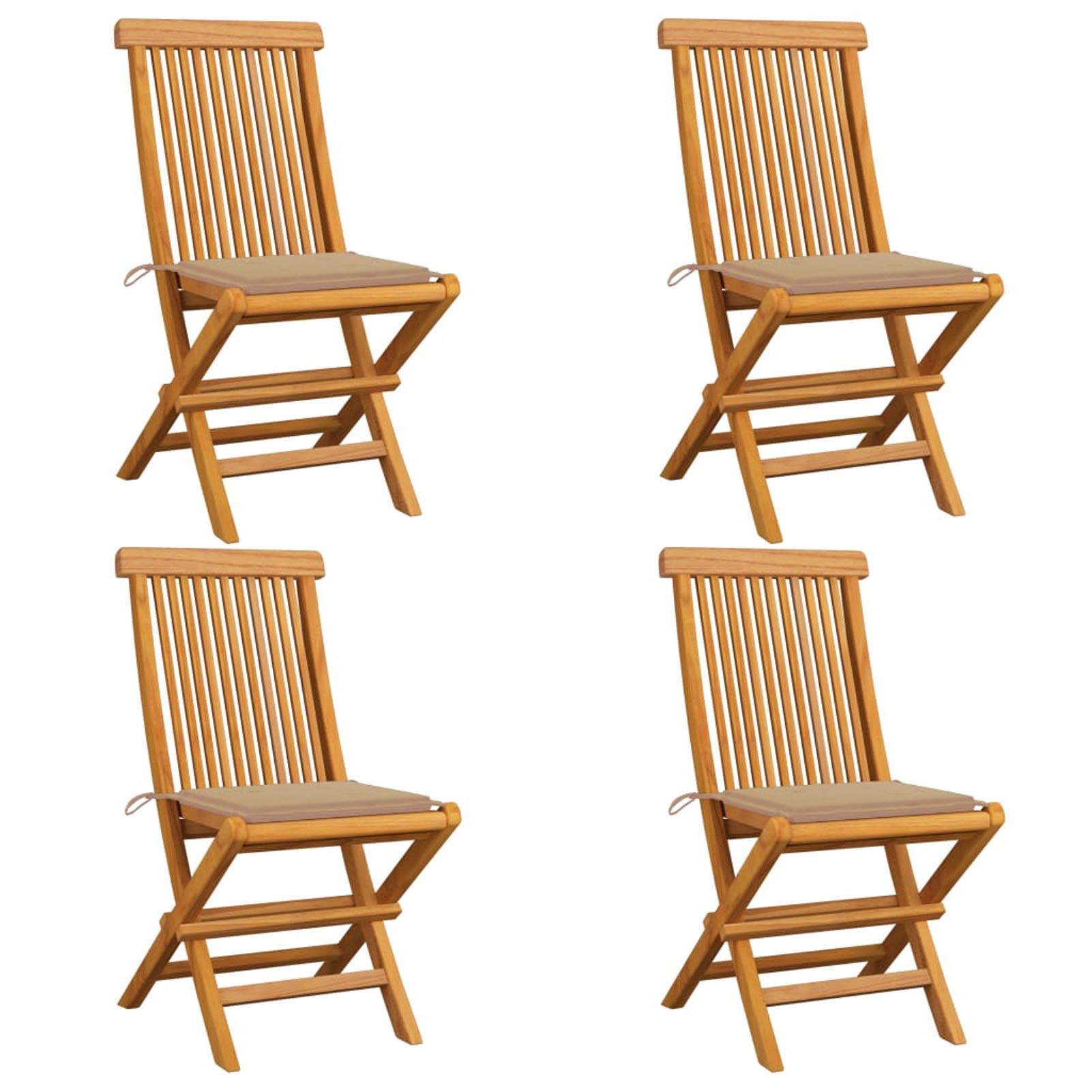 Chaises de jardin en bois teck Homgoday et coussins beige pour un salon de terrasse haut de gamme