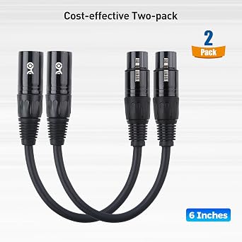 Cable Matters 2-Pack 3 Pin to 5 Pin DMX Lighting Cable, 6 Inches