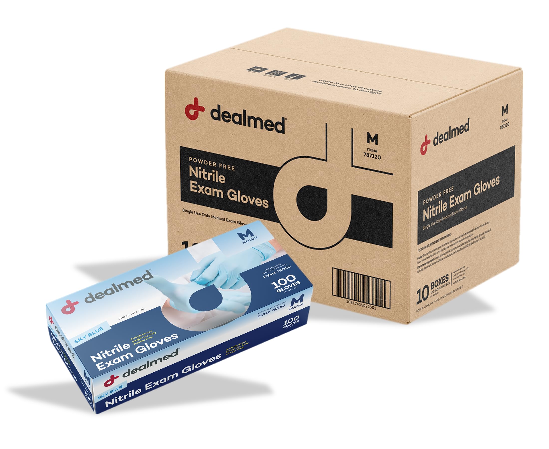 Dealmed Nitrile Exam Gloves - Powder-Free, Latex-Free, Disposable Medical Gloves