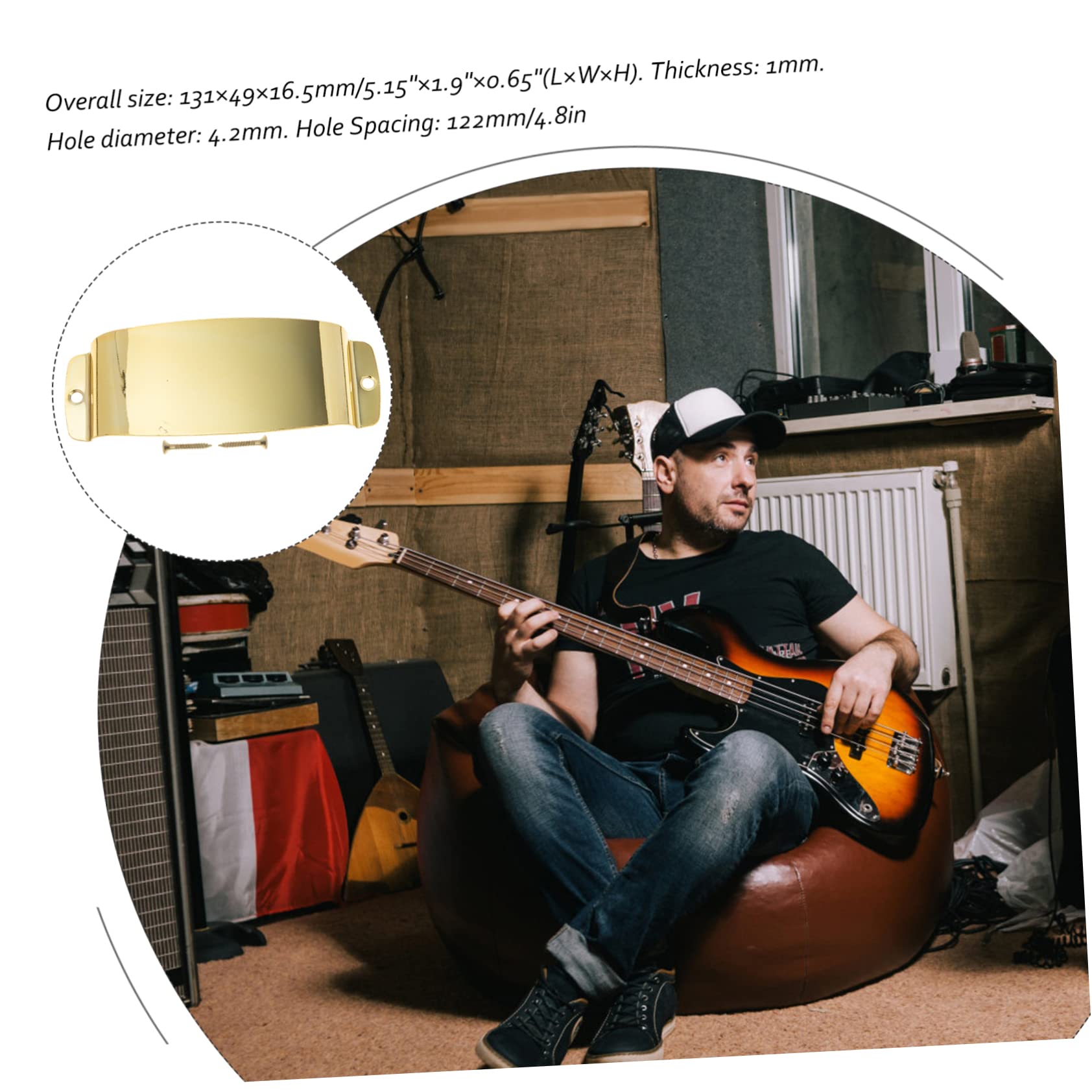 Toddmomy Metal Bridge Cover Bass Guitar Pickup Cover Bass Pickup Replacement Bass Bridge Cover Professional Pickup Cover Protective Cover Bass Cover Guitar Parts Guitar Bridge Cover Golden