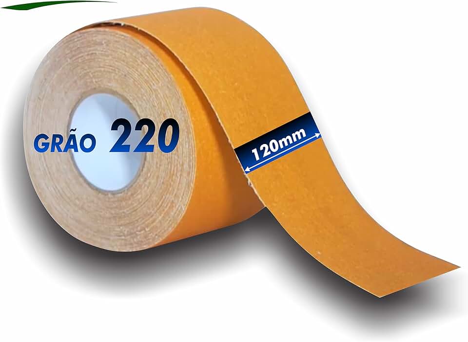 Lixa Para Madeira Pano Rolo 5m x 12cm Grãos a Escolher 36 40 50 60 80 100 120 150 180 220 (Grão 220)