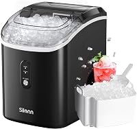 Silonn Nugget Ice Maker Countertop: 33lbs/24H Chewable Pellet Ice Machine, Self-Cleaning, Quiet & Portable for Home Office - Black