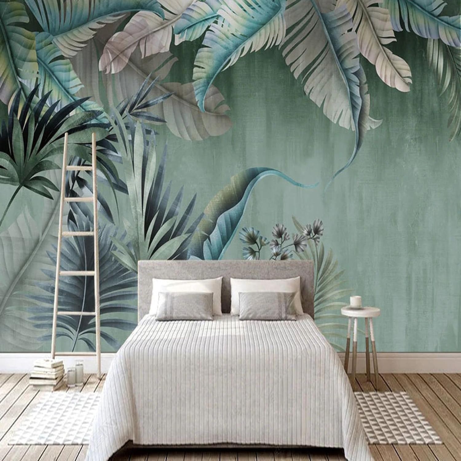Fond d'écran mural 3D fleurs et feuilles pour salon et chambre peel and stick