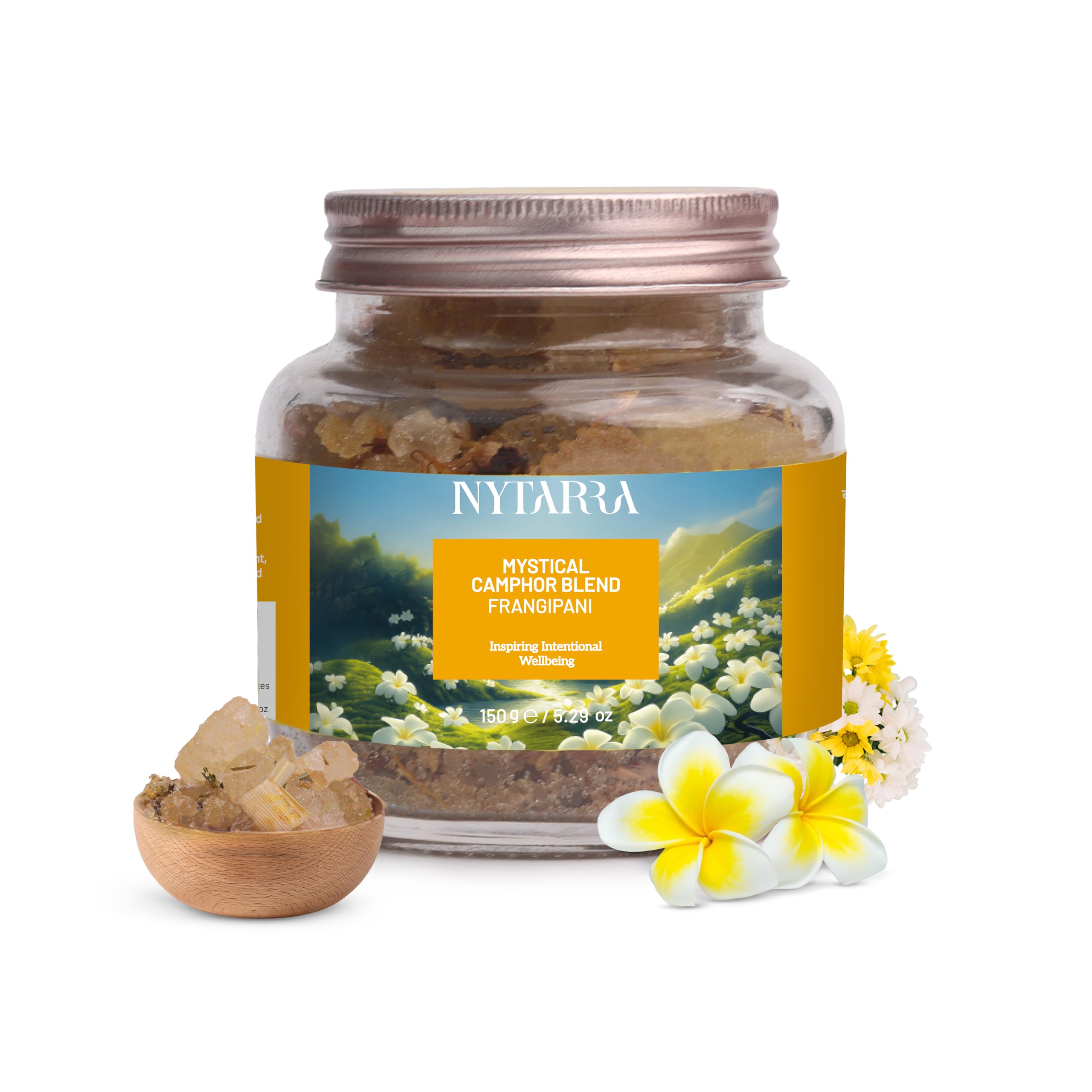 Nytarra Frangipani Mystical Camphor Mix 150g | Premium Pure Kapoor for Puja, Diffuser, Mosquito Repellent, Positivity | Herbs, Botanicals, Dried Flowers and Natural Essential Oils - Image 5 thumbnail