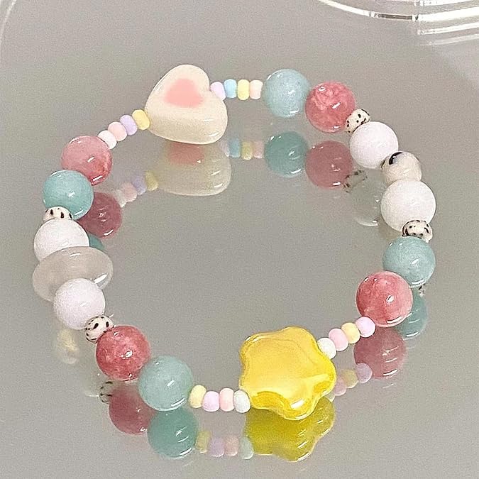 Tooe Women's Cutecore Japanese Beaded Chain Kawaii Cute Bracelet Aesthetic Accessories Preppy Indie Friendship Jewelry