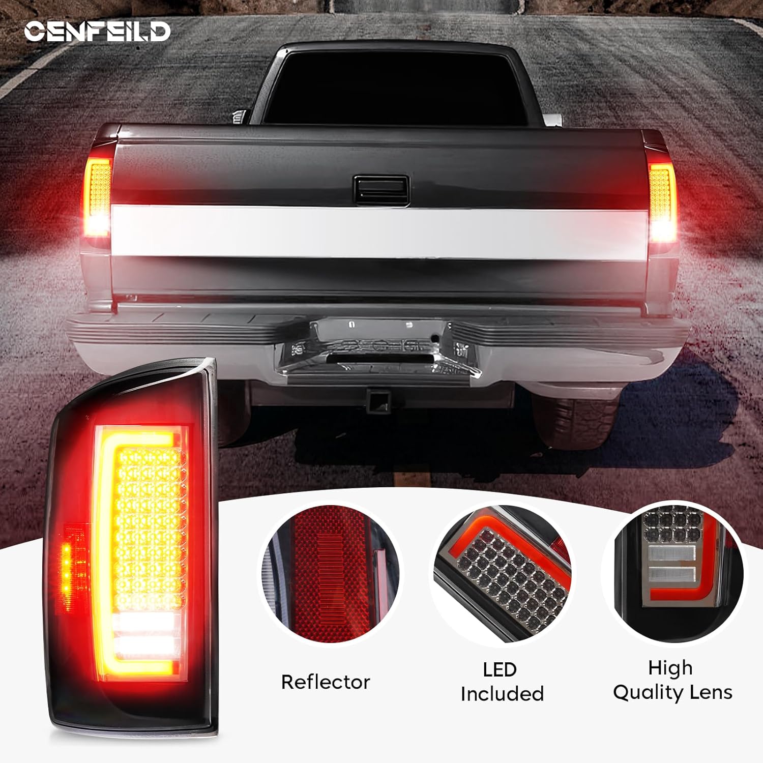 Tail Lights [LED Kit] Compatible with Dodge RAM 1500 Pickup 07-08, 2500 3500 Truck 07-09 [Factory Halogen Type] Rear Brake Lamp Taillight Assembly, Clear Lens
