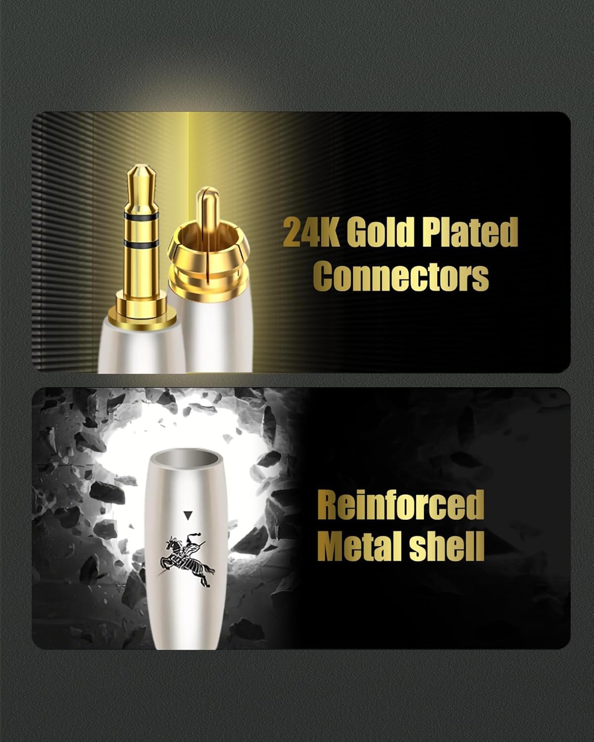 Impeto Cinch auf Klinke 3,5mm Klinke AUX auf Cinch Kabel Audiophile 3.5mm auf 2 RCA Y Splitter adapter Chinch Stereo Audio Kabel, 6N OFC für Smartphones, Tablets PC an HiFi-Verstärker 5m