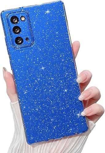 MINSCOSE Compatible with Samsung Galaxy Note 20 5G Case,Cute Bling Glitter Thin Slim Shockproof TPU Sparkly Cover for Women Girl for Galaxy Note 20 6.7 INCH-Dark Blue