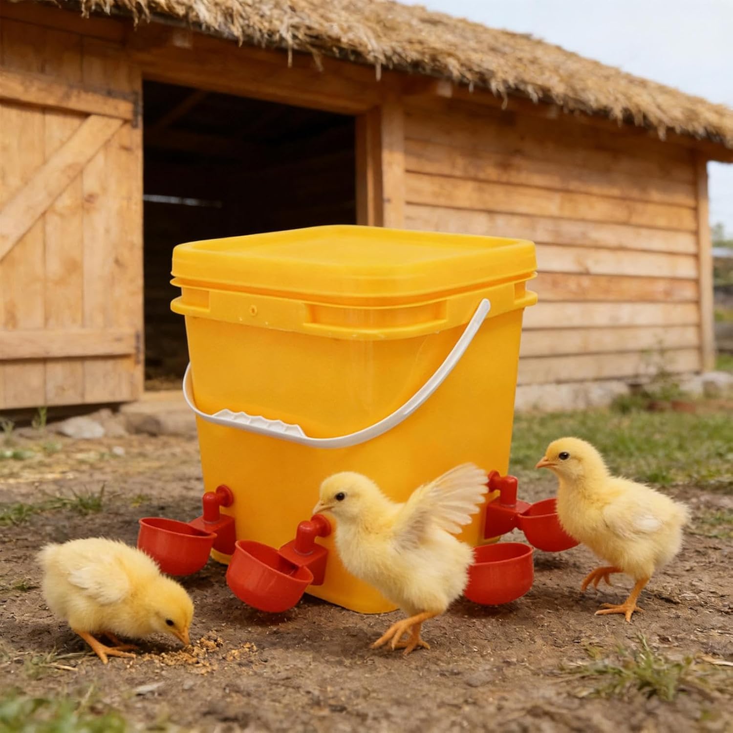 Automatic Poultry Feeder, 29x21x21cm PP Rainproof Waterer, No Waste Drinking Cup, Quail, Chicken, Duck, Goose, Pigeon, Farm, Backyard Use
