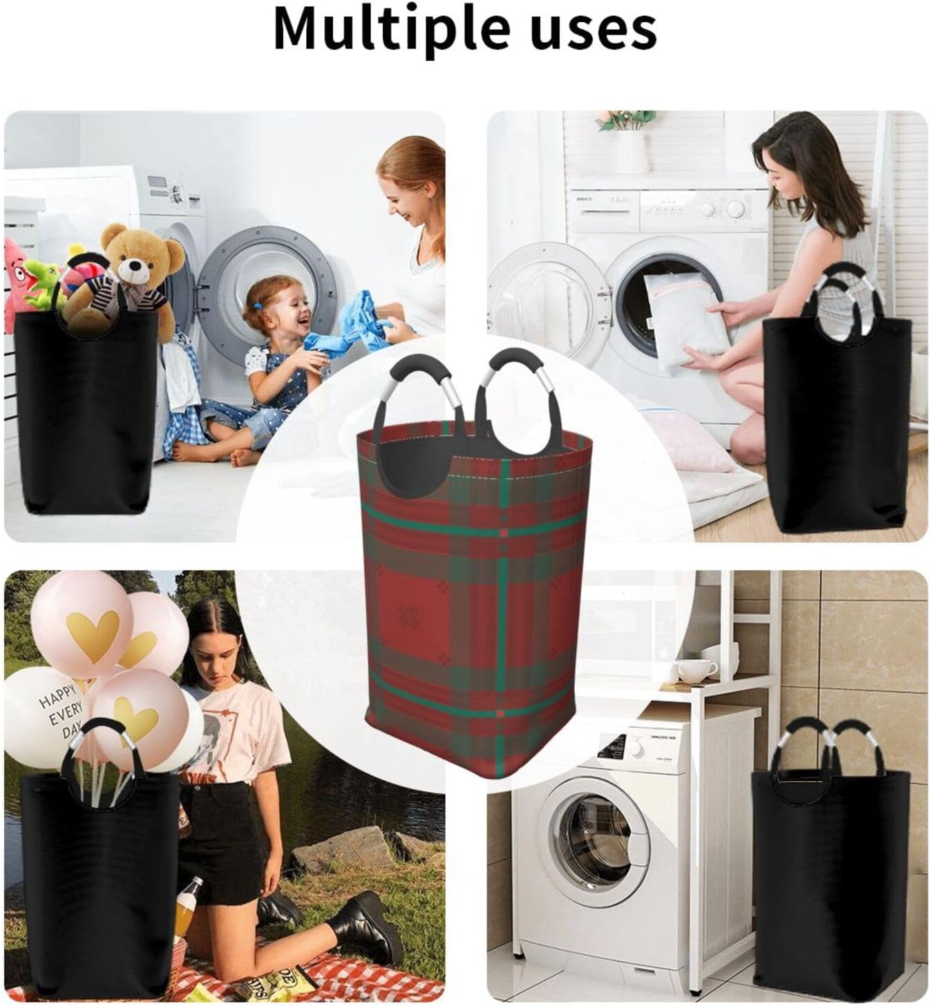 Christmas Laundry Basket Organizer Collapsible Storage Basket Bins Waterproof Laundry Hampers with Handles for Travel Clothes Toys Organizer Office