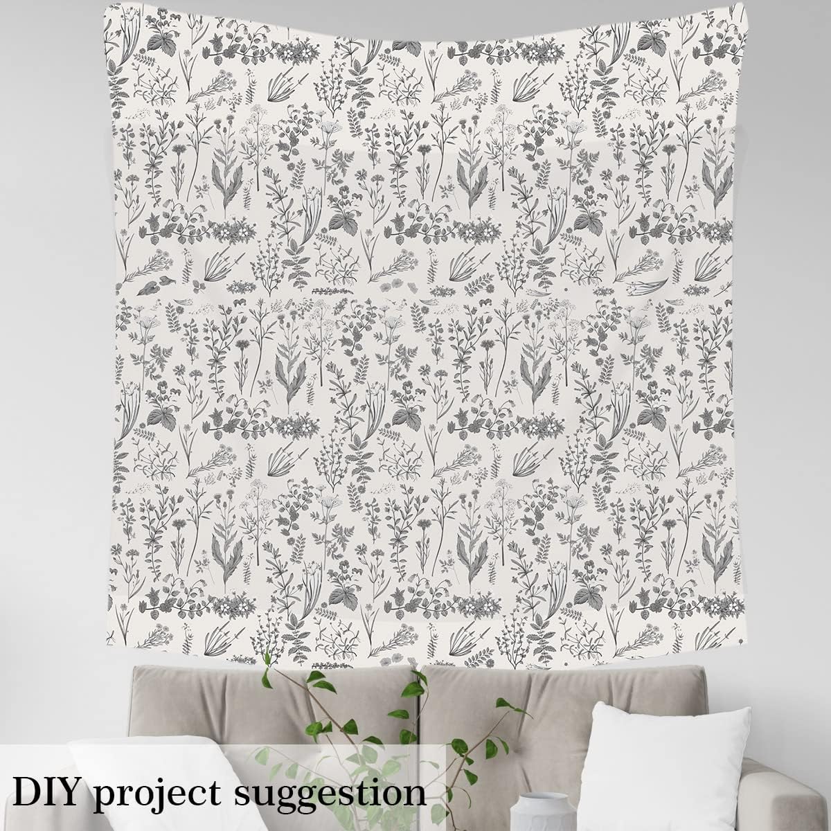 Floarl Upholstery Fabric by The Yard,Farmhouse Flowers Reupholstery Fabric for Chairs,Garden Floral Botanical Waterproof Outdoor Fabric,3 Yards,(L276*W150cm) Gray Black - Image 5
