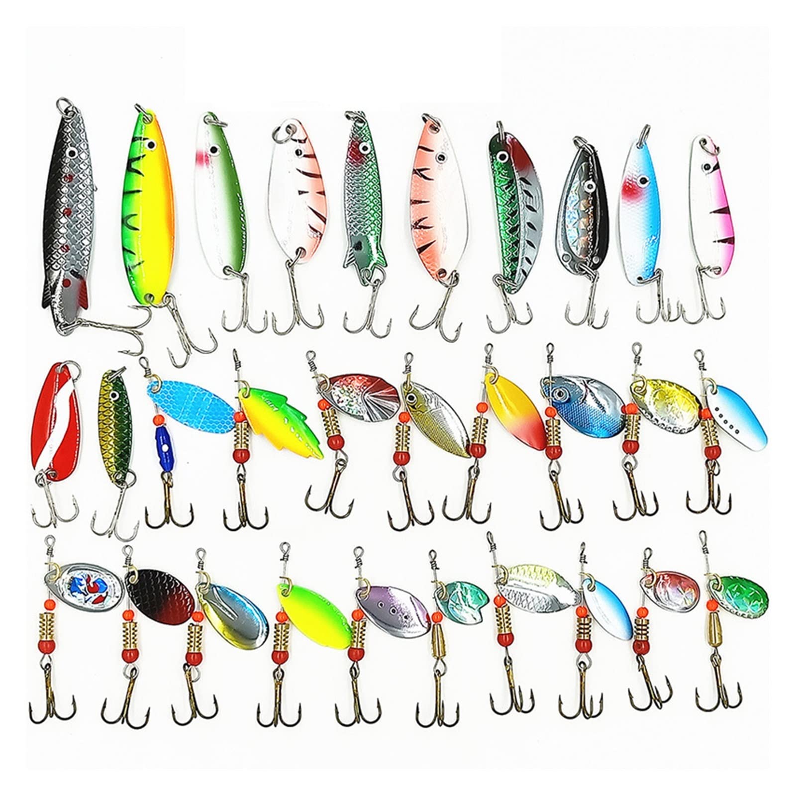 XILILHC Leurre de pêche avec cuillères colorées, 30 pièces