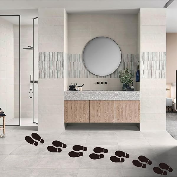 Autocollants Empreintes de Pas au Sol en Pvc 10 Paires 20×7 Cm Noir, Décoration Adhésive pour Salle de Classe et Chambre, Autocollants pour Pieds au Sol, Stickers Décoratifs (jaune) - 4