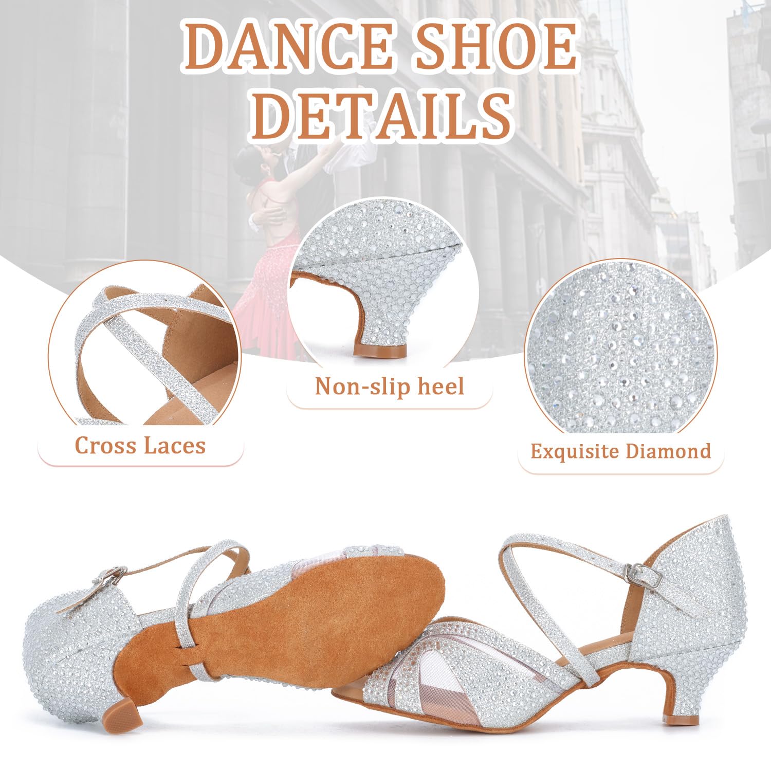 Scarpe da Ballo Latino Salsa Donna Scarpe da Ballo da Sala Tango Valzer Kizomba Bachata Danze al Coperto 1050
