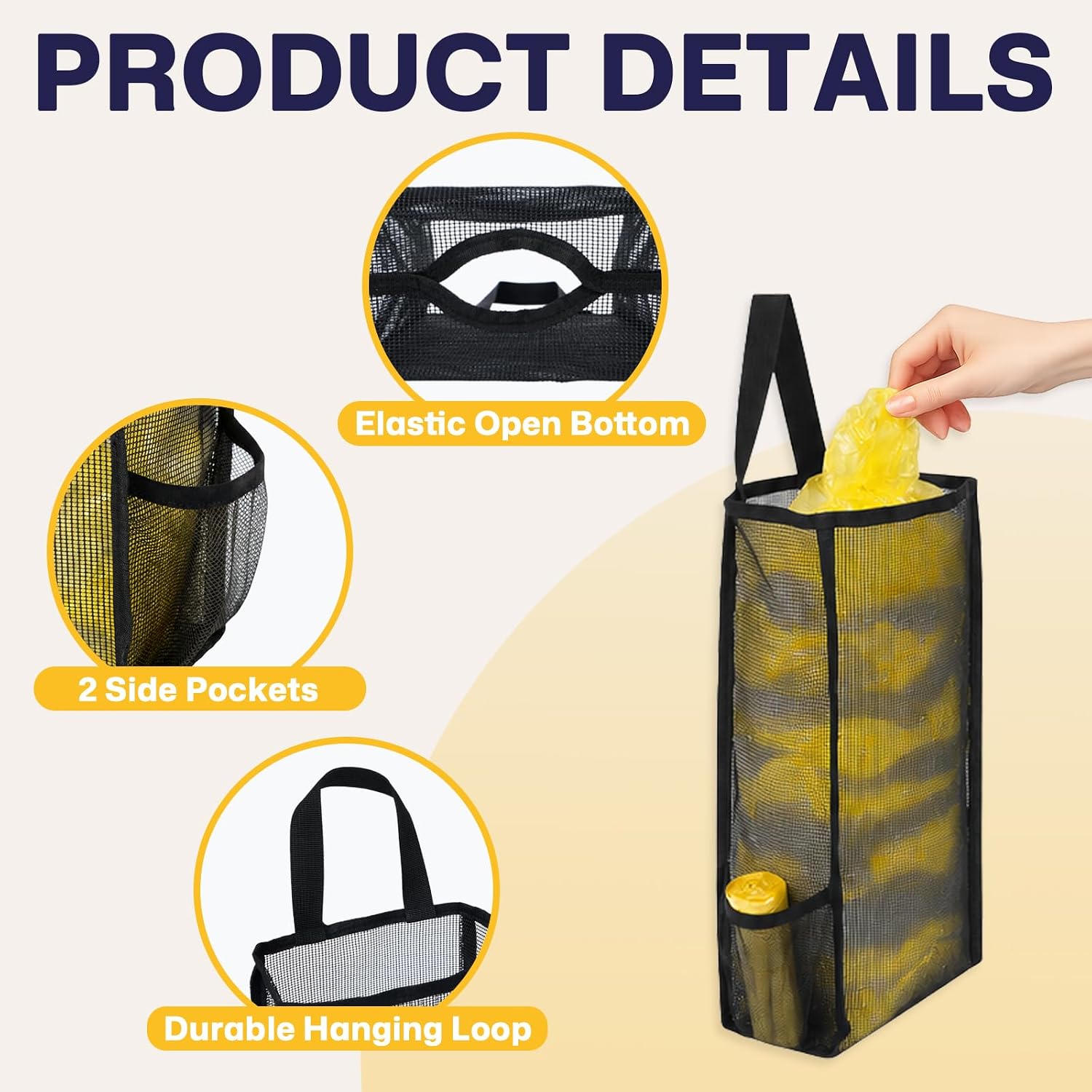 Plastic Bag Holder, Large Mesh Grocery Bag Holder for Plastic Bags (Black) | Heavy Duty Grocery Bag Holder for Plastic Bags Groceries Store, Large Plastic Bag Holders for Grocery Bags Groceries Store