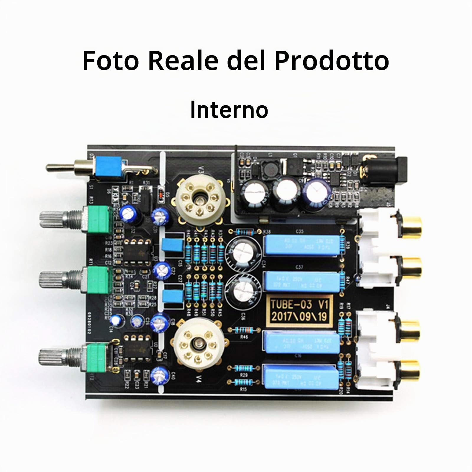 docooler FX-Audio Mini HiFi Audio Preamplificatore 6K4 Amplificatore Valvolare Buffer Treble Bass Regolazione RCA Preamplificatore Spina EU