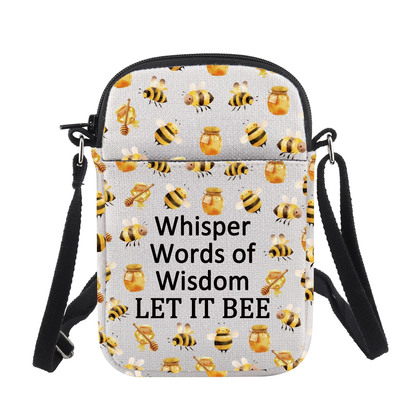 CHOORO Bee Lover Gift Whisper Words of Wisdom Let It Bee Crossbody Bag Inspirational Gift for Best Friend