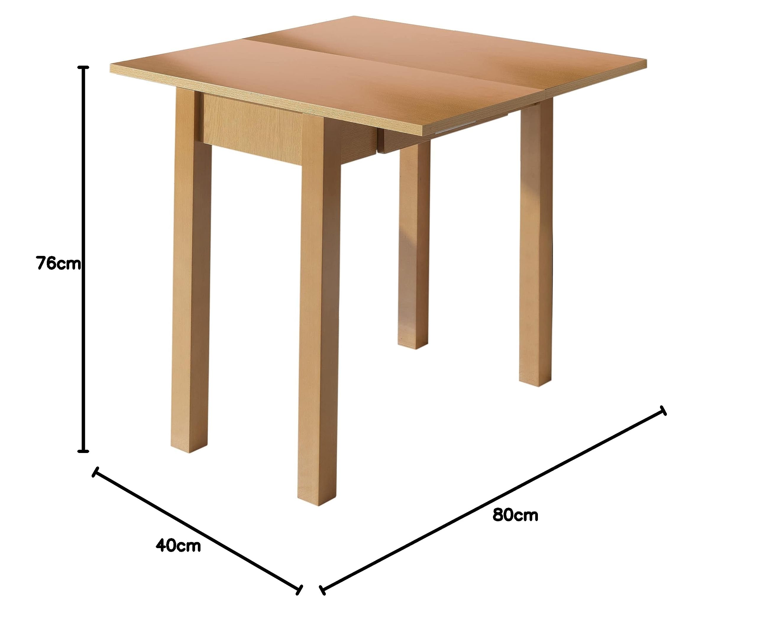 MOMMA HOME Mesa de Cocina - Modelo HENA - Color Roble/Roble - Material MDF/Madera - Medidas 80 x 40/80 x 76 cm