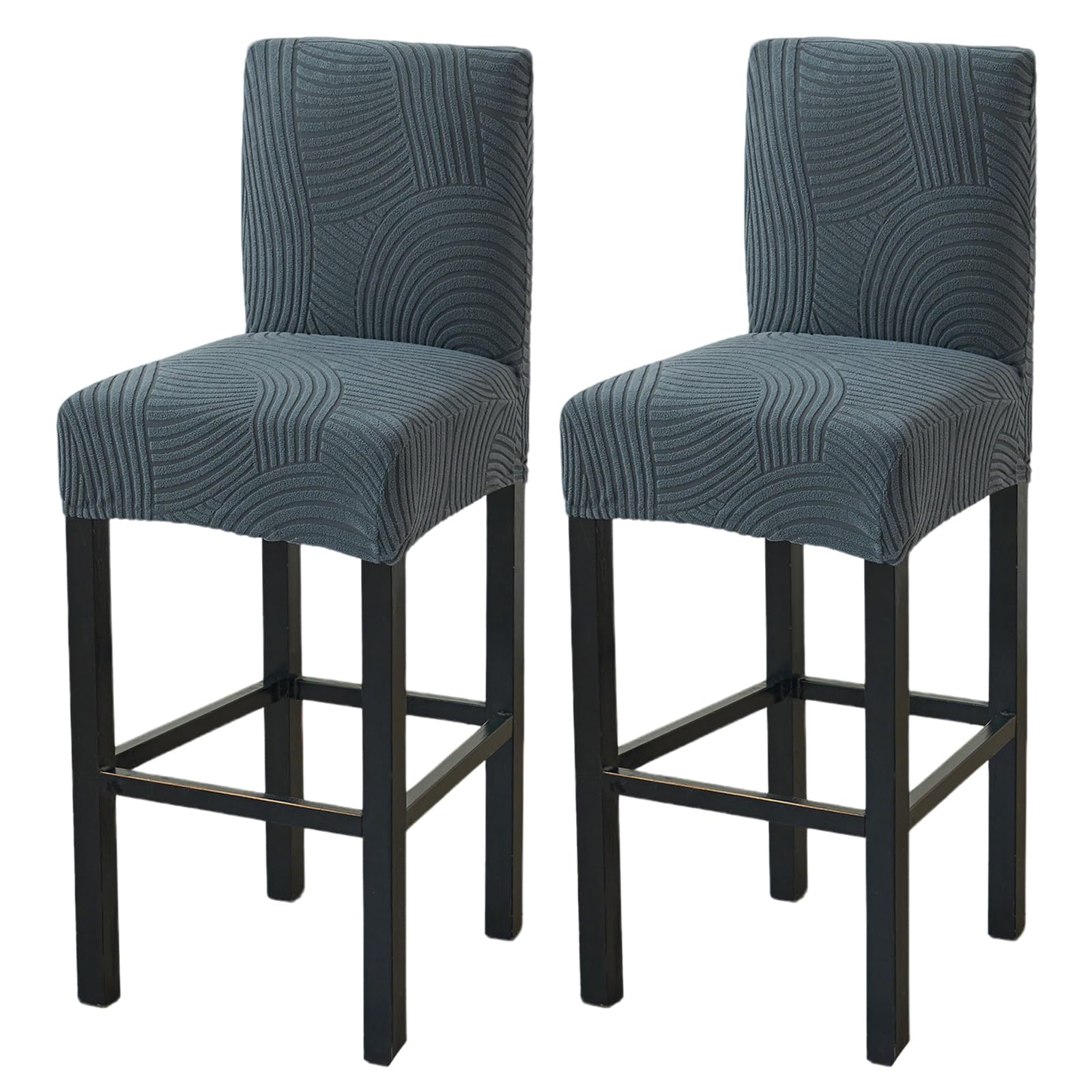 HAOYONG Bar Stool Covers, Stretch Counter Stool Pub Chair Slipcover Washable Counter Height Chair Covers for Kitchen Dining Room Cafe Set of 2 (Dark Gray)