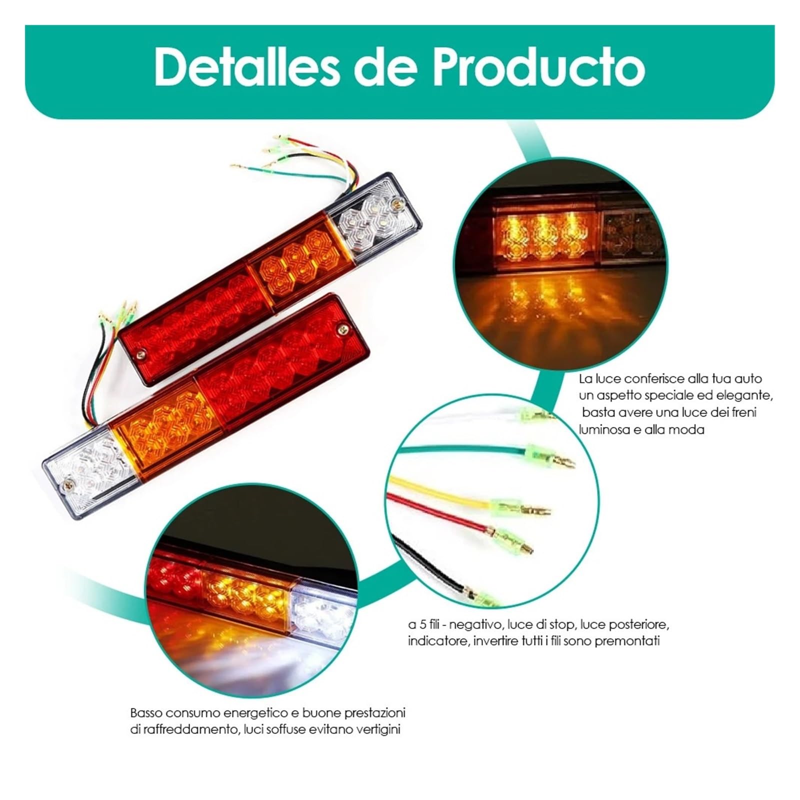 Trasera 12V Y 24V para Coche Camión Remolque Furgoneta Freno Parada Luces Indicadoras Traseras De Marcha Atrás Lámpara Señal Giro 2 Uds. Luz de Frenos