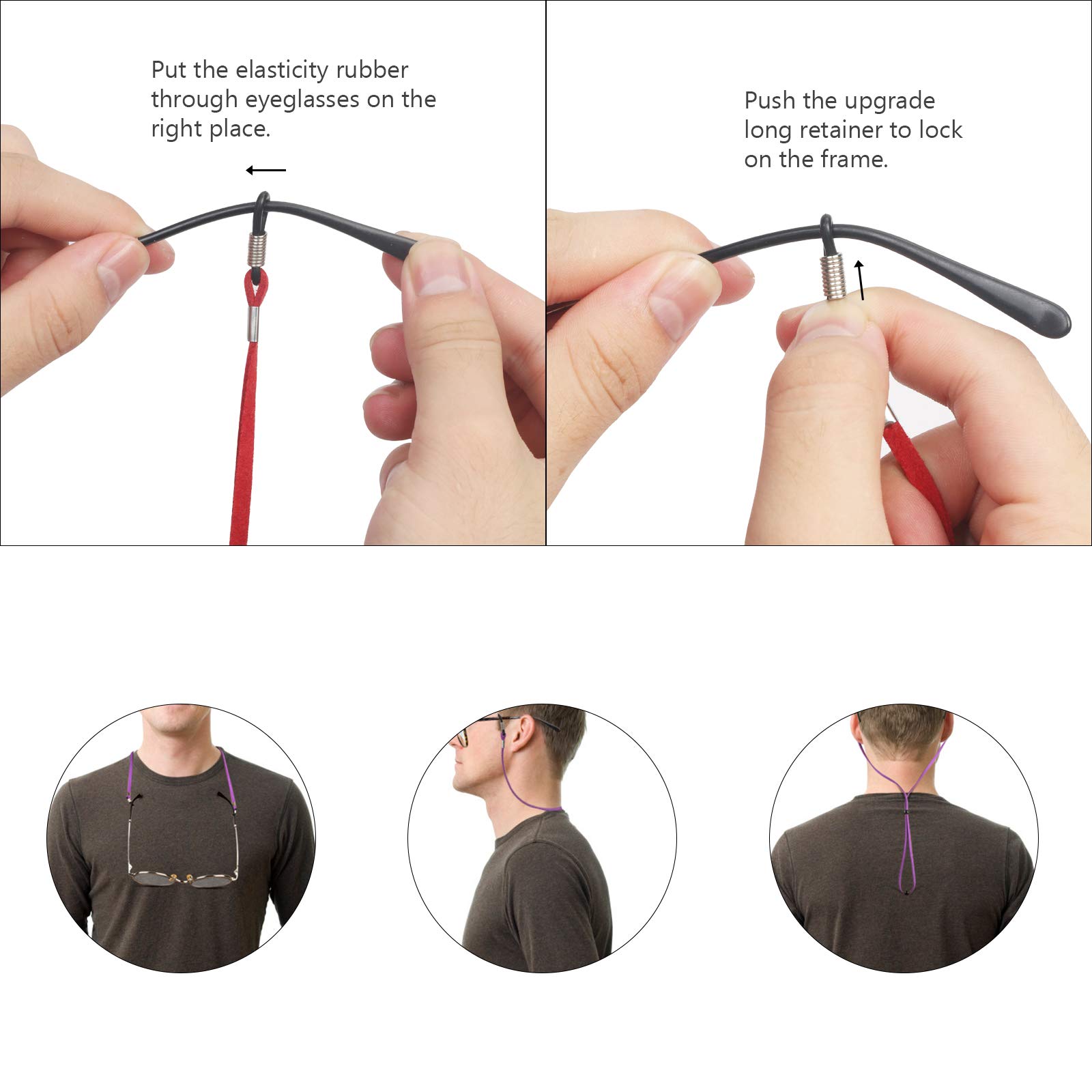 Sangle De Lunettes Réutilisable En Cuir PU - Tour De Cou Ajustable Pour Sport, Voyage Et Quotidien - Garde Tes Lunettes En Sécurité - 12