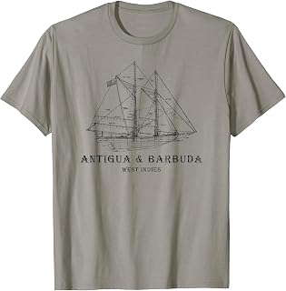 Antigua & Barbuda, West Indies Vintage Sailboat Vacation T-Shirt