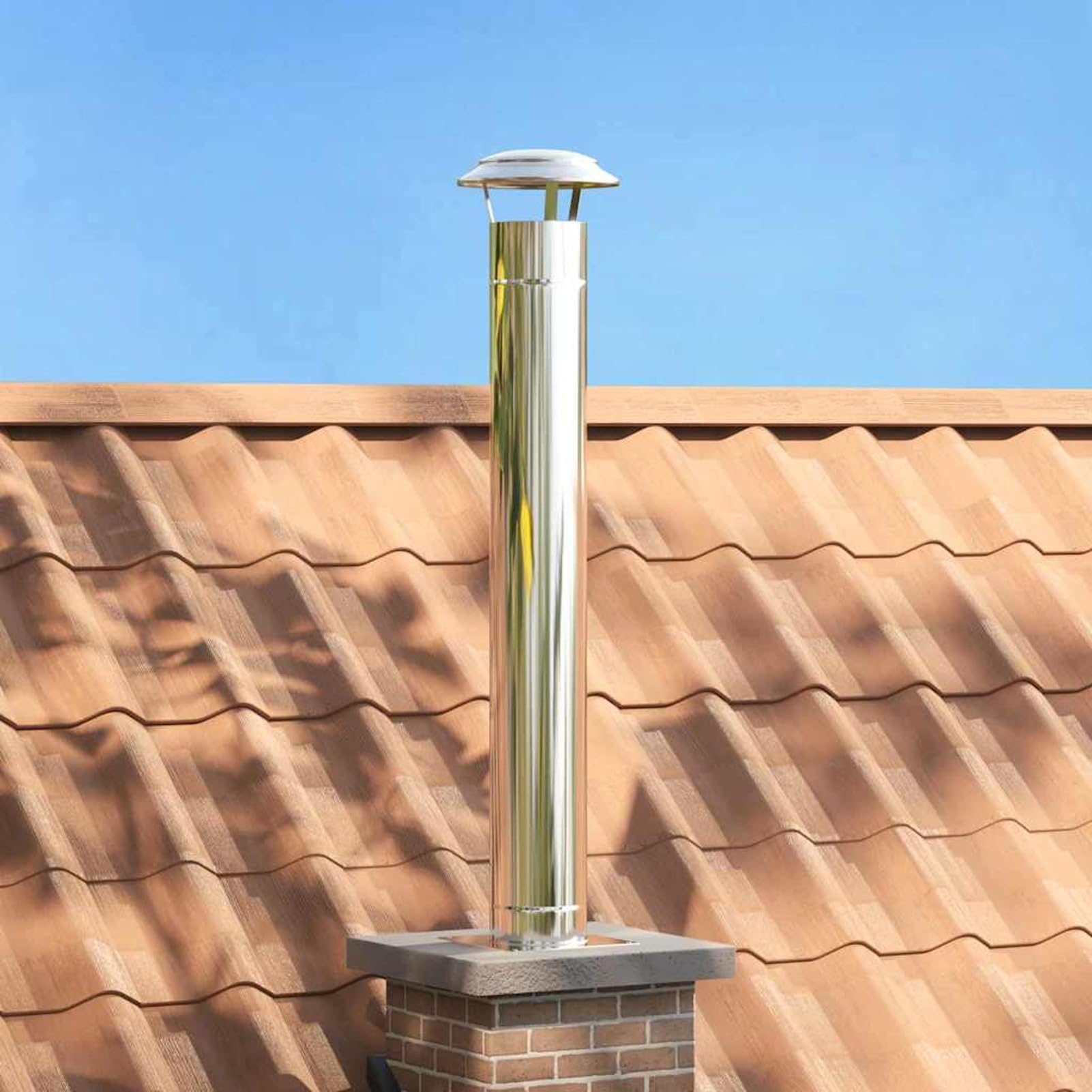 Gecheer Extensión de Chimenea Plateado 25 x 25 x 132 cm Modelo LYKQY-42008452ES