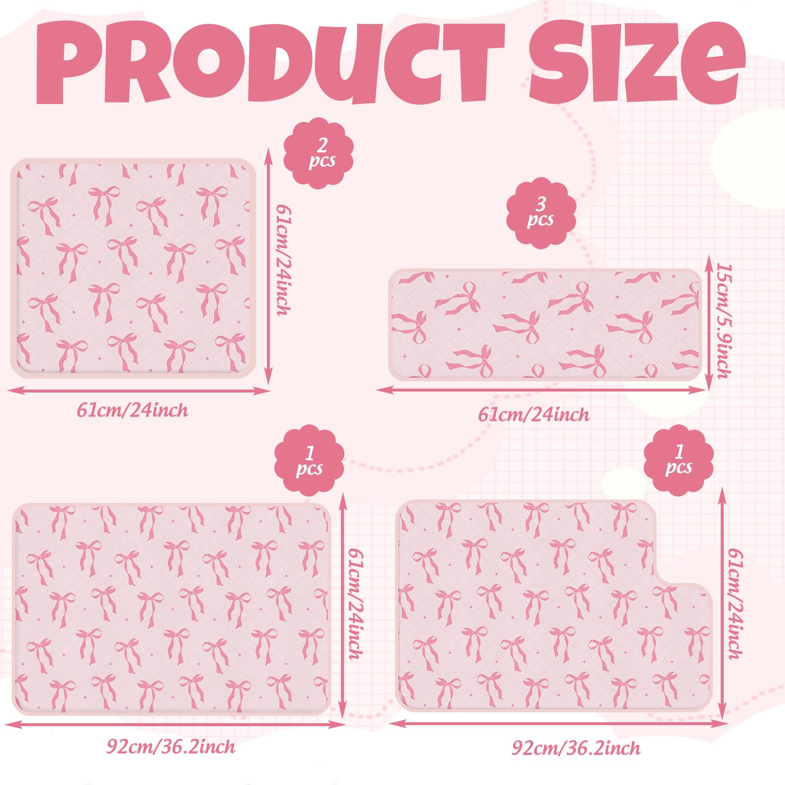 JarThenaAMCS Käfig-Set für Frettchen, Frettchen, Tiere, Nation, Käfig-Zubehör-Set, rosa Schleife, waschbar, Doppel-Einheit, Urinierpads für Hamster, Chinchillas, Kleintierzubehör, 7-teilig