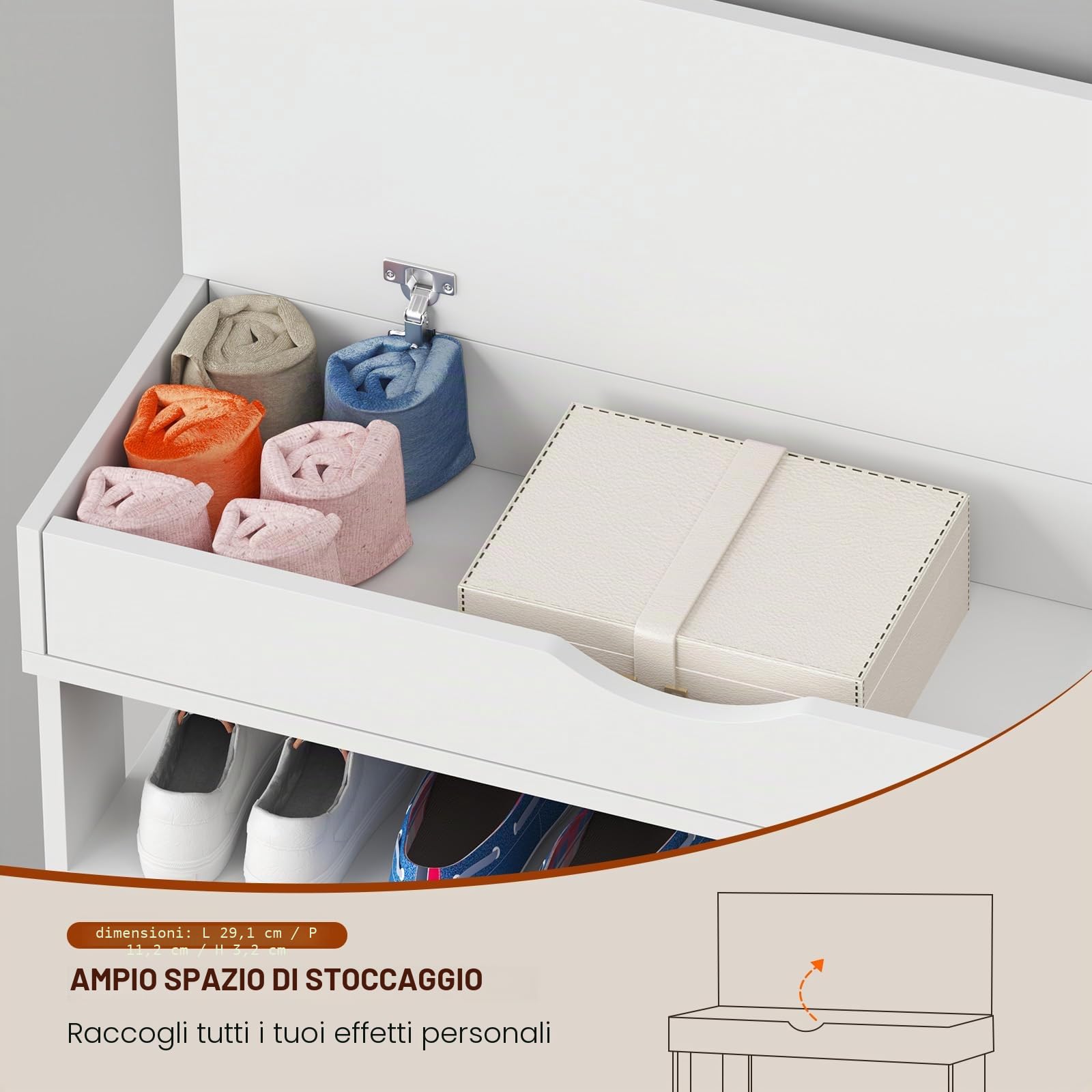 sogesfurniture Scarpiera in legno a 5 livelli, per 20 paia di scarpe, ideale per corridoio, corridoio, scale, 75 x 30 x 94 cm, bianco