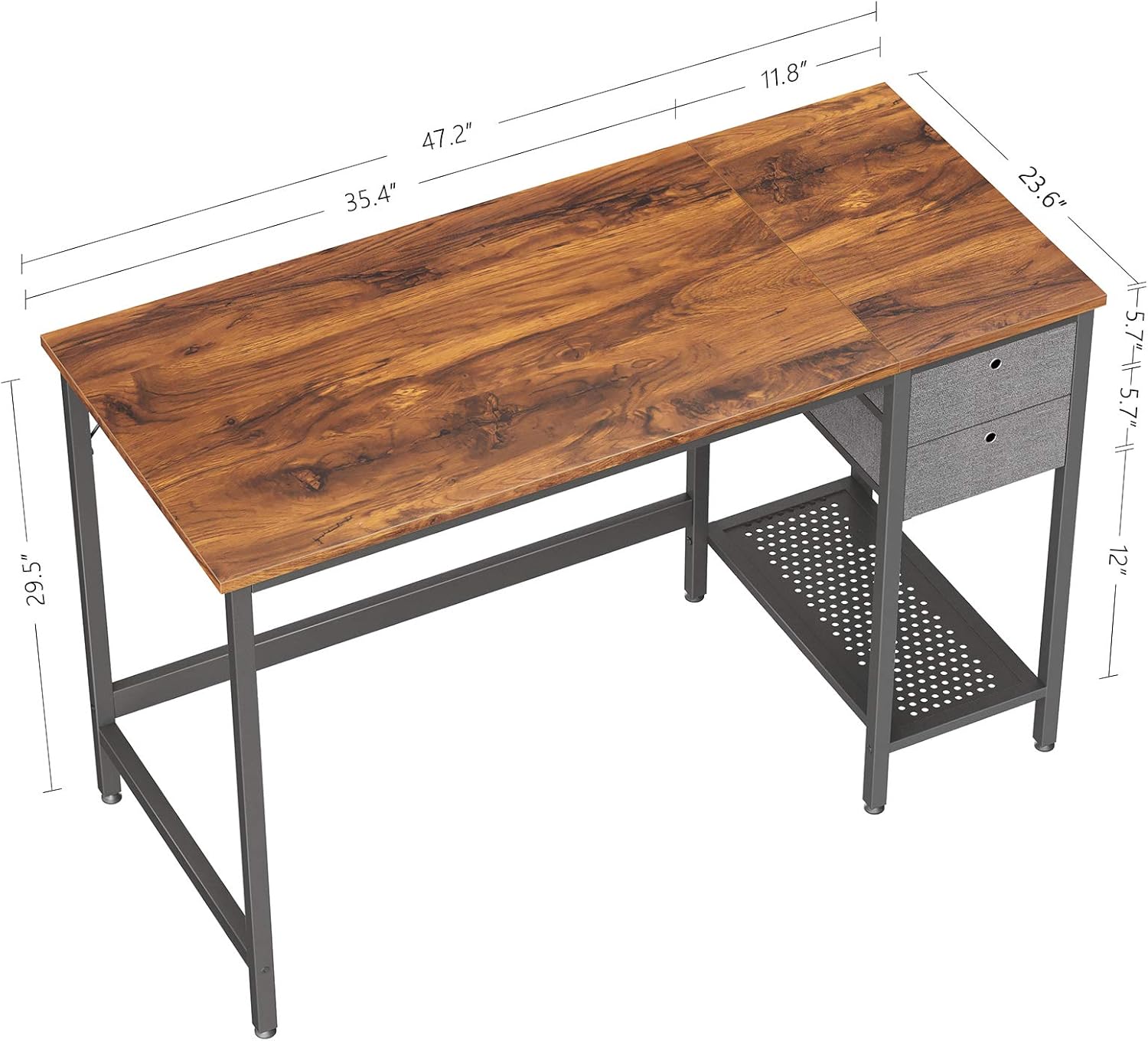 Exсluѕіvе Dіѕсоunt 50% Prісе Cubiker Computer Home Office Desk with Drawers, 47 Inch Small Desk Study Writing Table, Modern Simple PC Desk, Dark Rustic